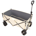 Folding Wagon, Heavy Duty Utility Beach Wagon Cart For Sand With Big Wheels, Adjustable Handle&Drink Holders For Shopping, Camping,Garden And Outdoor Antique White Gray Garden & Outdoor Fabric Steel