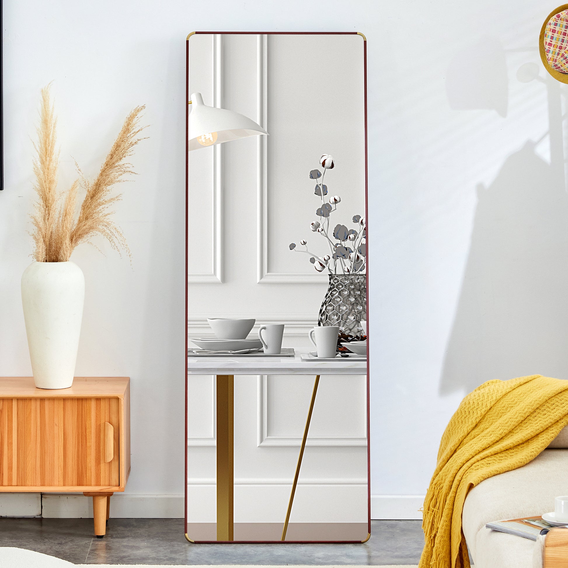 The 4Th Generation Floor Standing Full Length Mirror. Wall Mirror, Bathroom Makeup Mirror, Bedroom Foyer, Clothing Store, Wall Mounted.65 "* 23.2" Transparent Glass