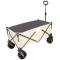 Folding Wagon, Heavy Duty Utility Beach Wagon Cart For Sand With Big Wheels, Adjustable Handle&Drink Holders For Shopping, Camping,Garden And Outdoor Antique White Gray Garden & Outdoor Fabric Steel