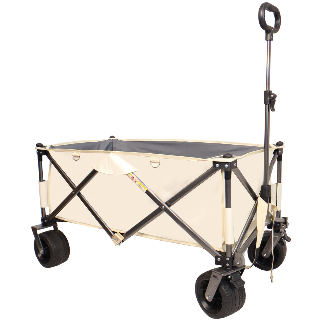 Folding Wagon, Heavy Duty Utility Beach Wagon Cart For Sand With Big Wheels, Adjustable Handle&Drink Holders For Shopping, Camping,Garden And Outdoor Antique White Gray Garden & Outdoor Fabric Steel