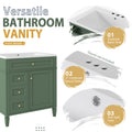 30'' Bathroom Vanity With Top Sink, Modern Bathroom Storage Cabinet With 2 Drawers And A Tip Out Drawer, Freestanding Vanity Set With Mirror Cabinet, Single Sink Bathroom Vanity 3 Green 2 5 Bathroom Freestanding Solid Wood Mdf Resin Painted