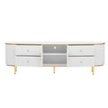 Modern Tv Stand For Tvs Up To 80 Inches, Entertainment Center With 4 Drawers And 1 Cabinet, Wood Tv Console Table With Metal Legs And Handles For Living Room White 70 79 Inches Mdf