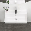 21X12 Inch White Ceramic Rectangle Wall Mount Bathroom Sink With Single Faucet Hole And Overflow White Ceramic