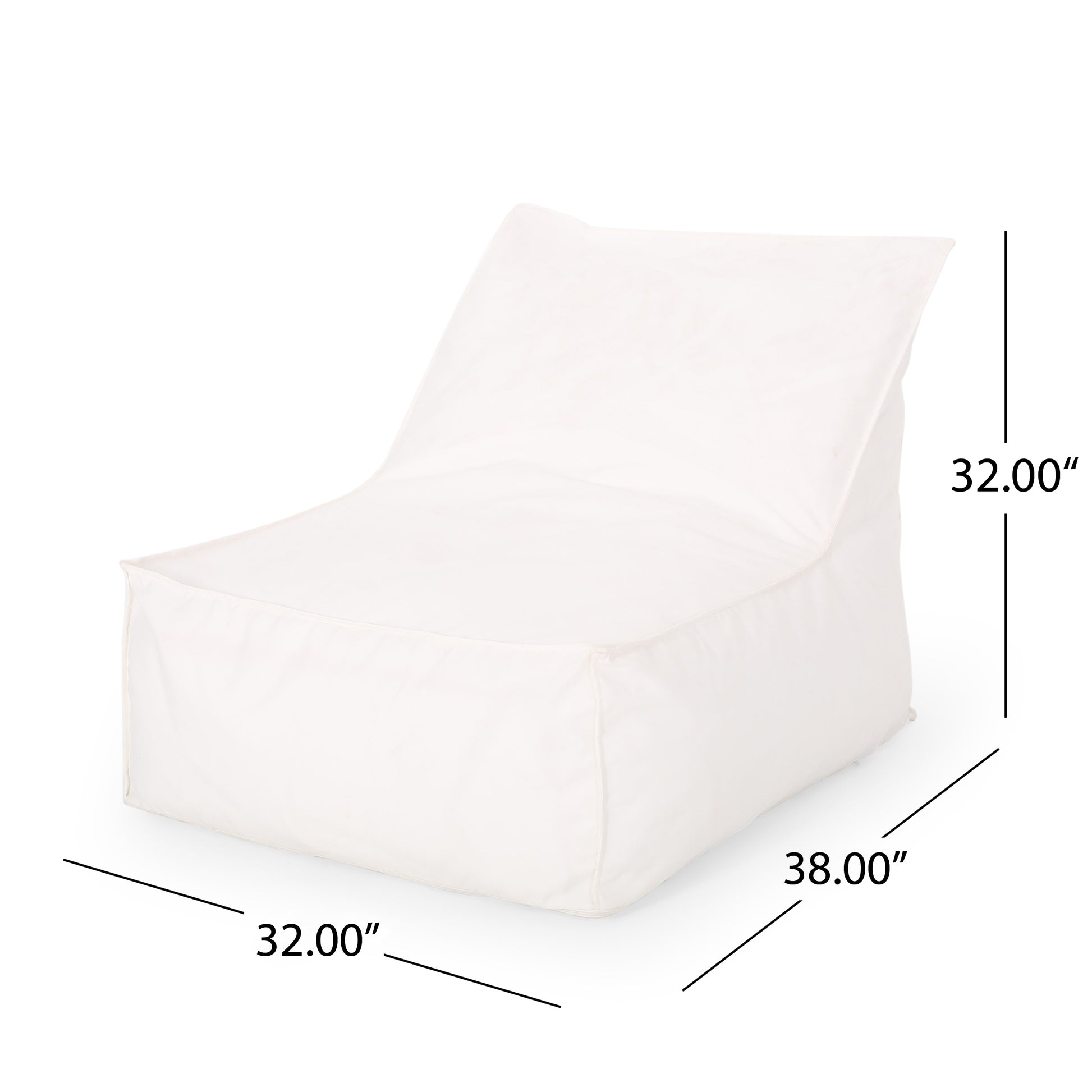 Ettie 3 Ft. Water Resistant Fabric Bean Bag Chair, White White Washed Waterproof Fabric