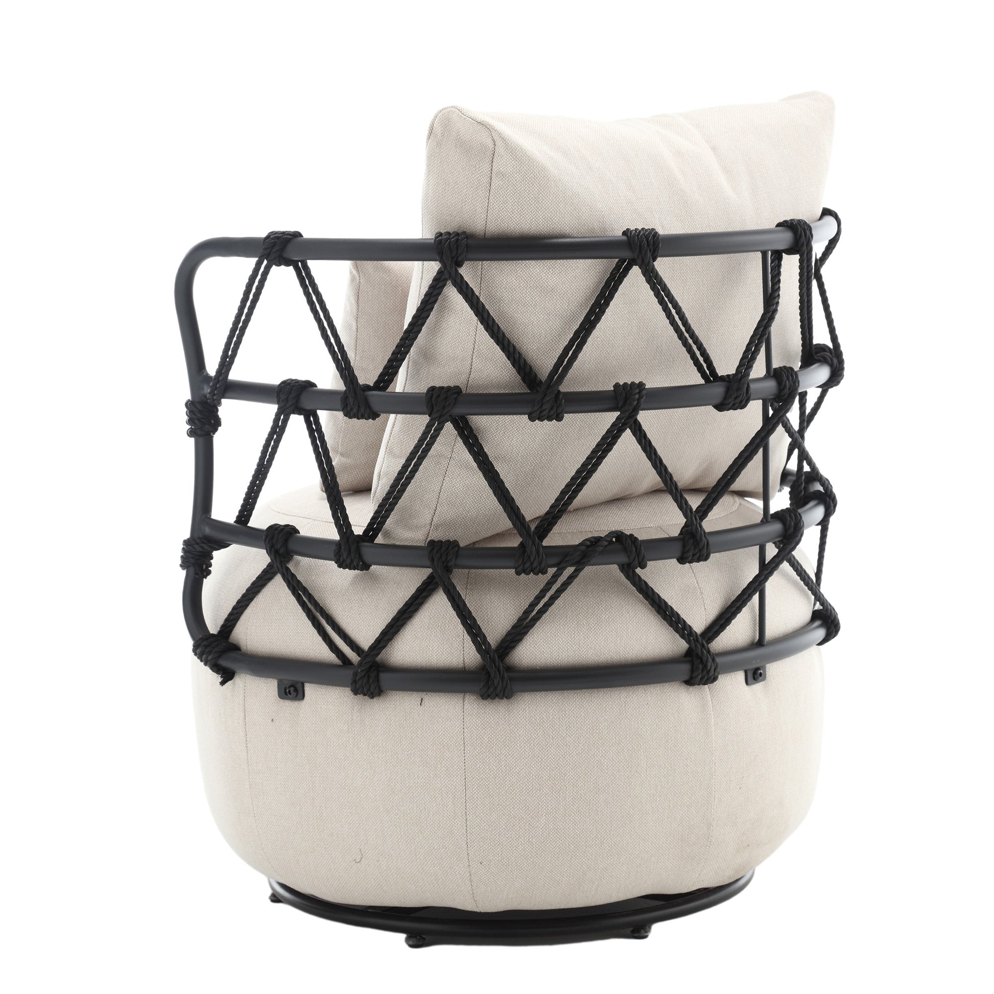 Coolmore Upholstered Tufted Living Room Chair Textured Linen Fabric Accent Chair With Metal Stand Beige Linen