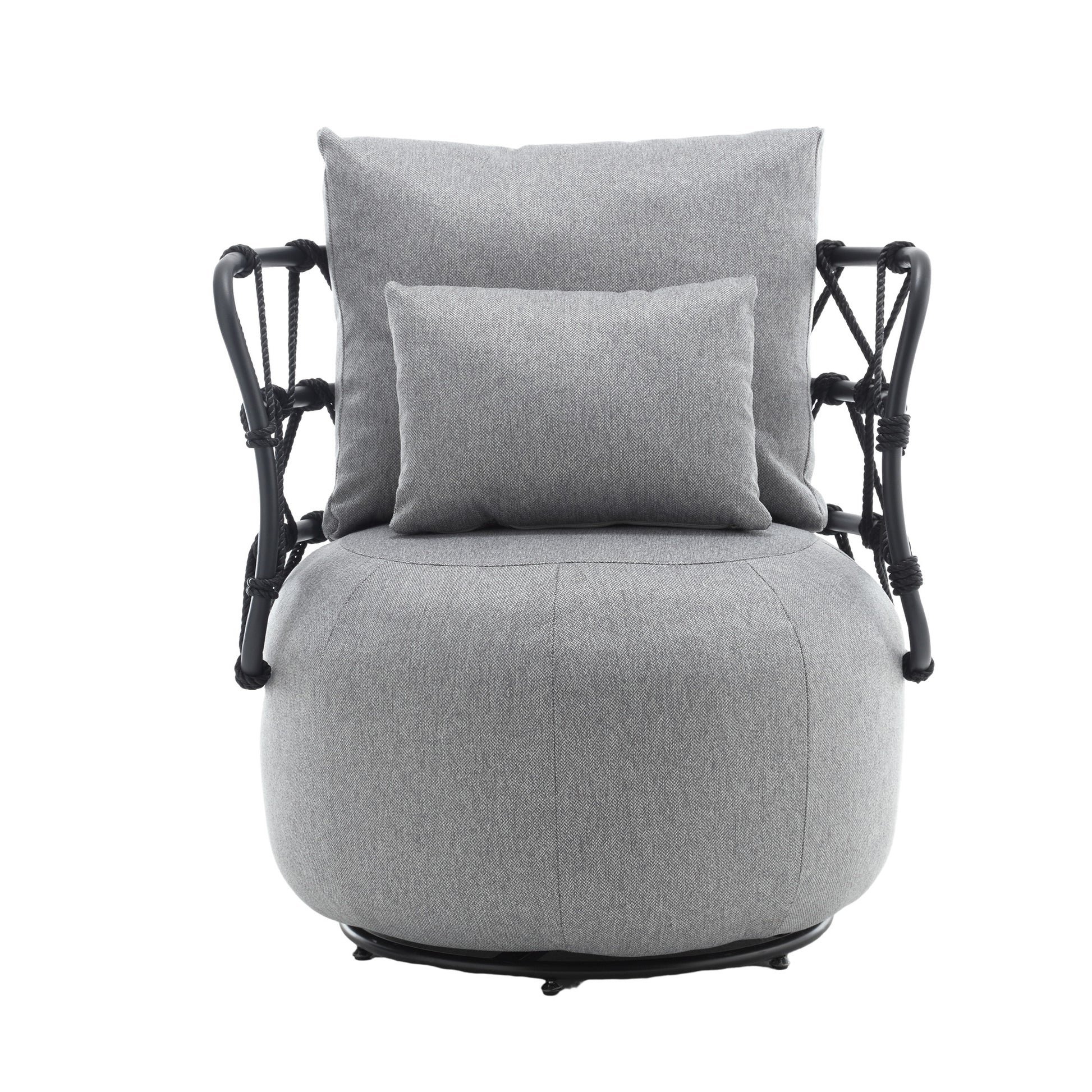 Coolmore Upholstered Tufted Living Room Chair Textured Linen Fabric Accent Chair With Metal Stand Gray Linen