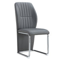 A Set Of 4 Dining Chairs, Gray Dining Chair Set, Pu Material Patterned High Backrest Seats And Sturdy Leg Chairs, Suitable For Restaurants, Kitchens, And Living Rooms. Gray Pu