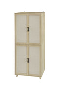 4 Door Cabinet, With 4 Adjustable Inner Shelves, Storage Cabinet Natural Mdf