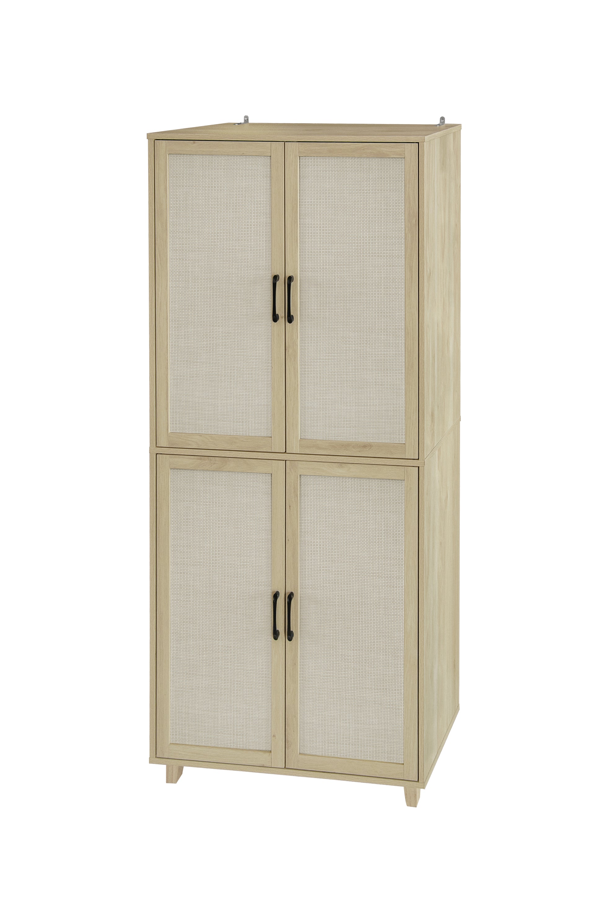 4 Door Cabinet, With 4 Adjustable Inner Shelves, Storage Cabinet Natural Mdf