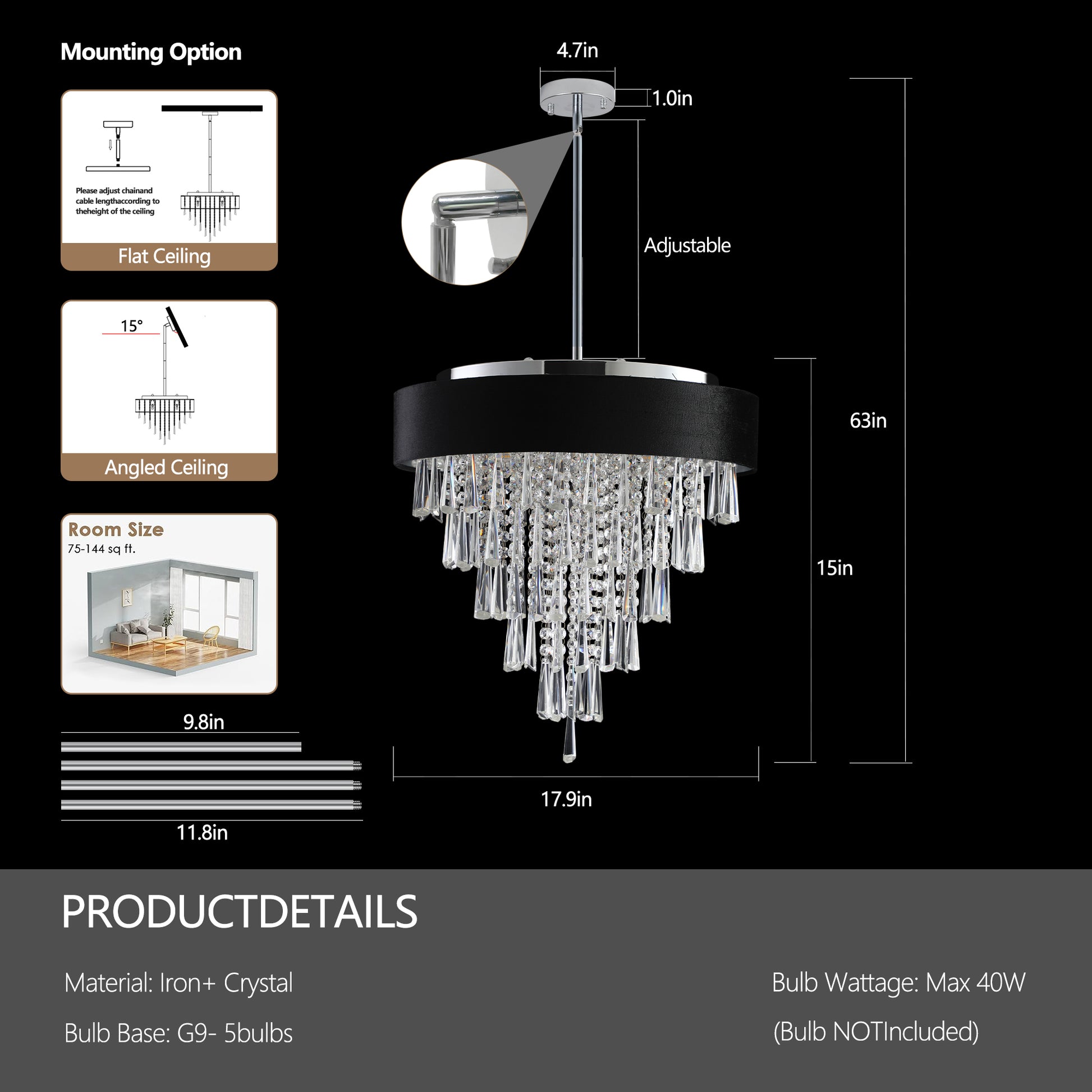 Modern Crystal Chandelier For Living Room Round Cristal Lamp Luxury Home Decor Light Fixture Transparent Modern Crystal