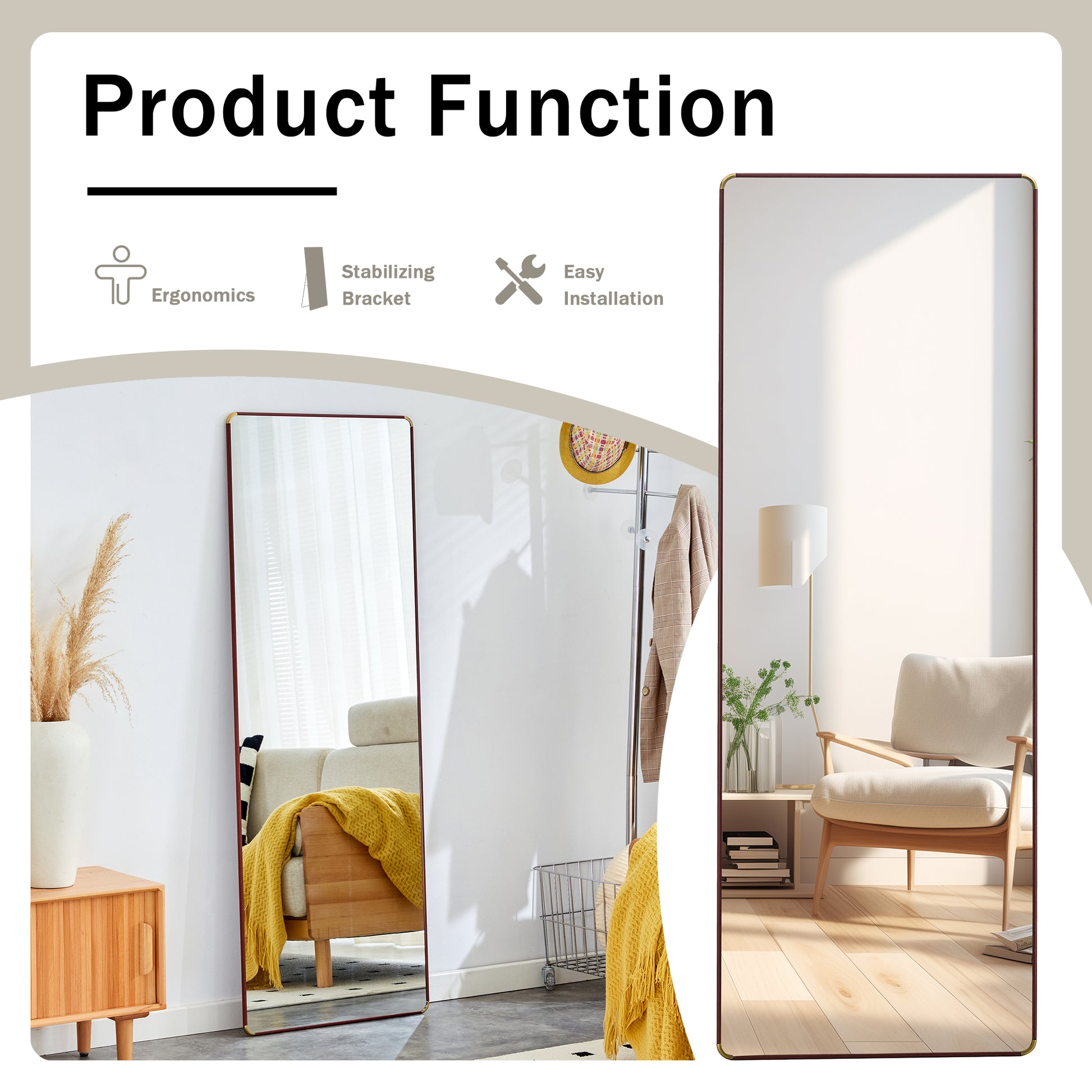 The 4Th Generation Floor Standing Full Length Mirror. Wall Mirror, Bathroom Makeup Mirror, Bedroom Foyer, Clothing Store, Wall Mounted.65 "* 23.2" Transparent Glass