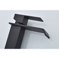 Waterfall Spout Single Handle Bathroom Sink Faucet Matte Black Stainless Steel