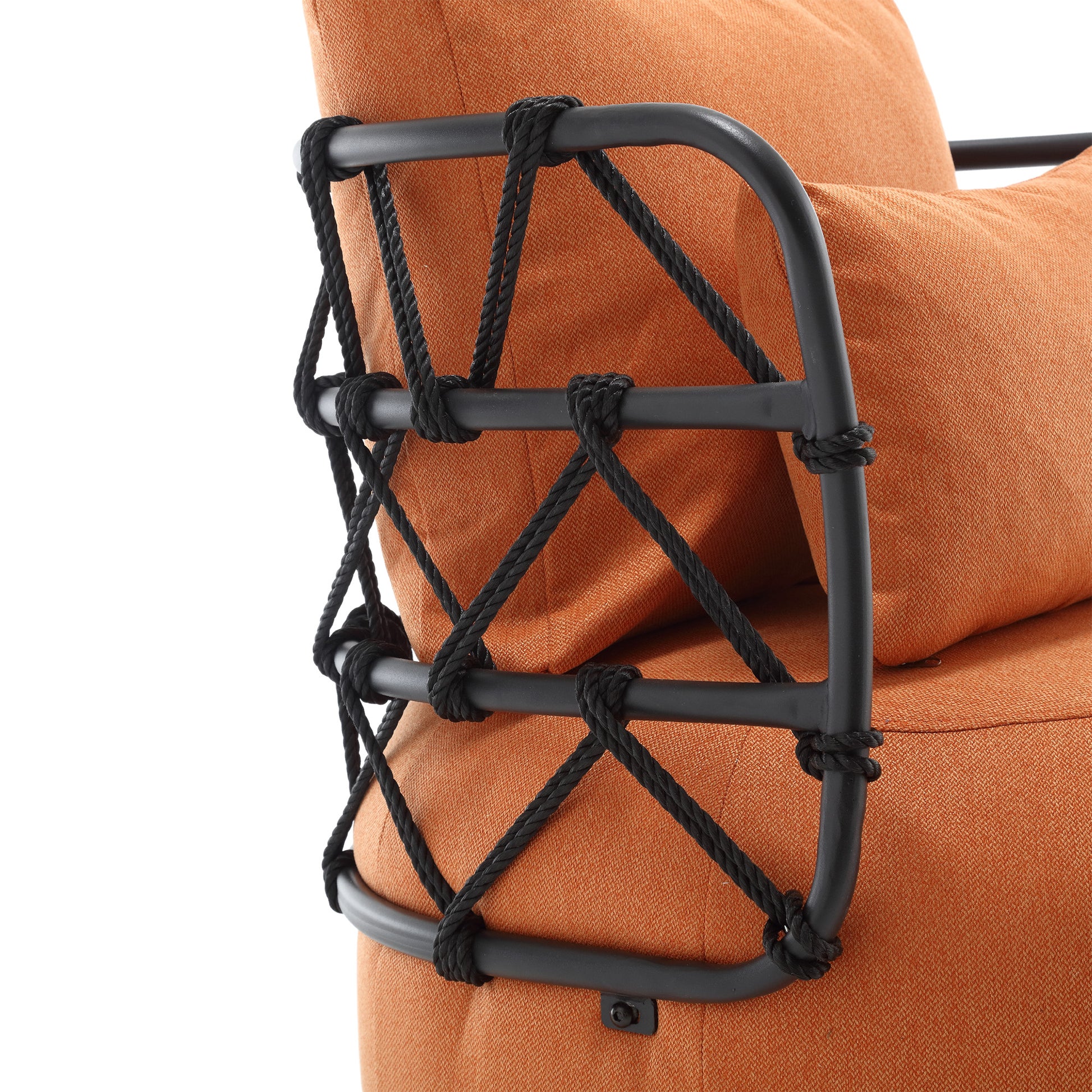 Coolmore Upholstered Tufted Living Room Chair Textured Linen Fabric Accent Chair With Metal Stand Orange Primary Living Space Foam Linen