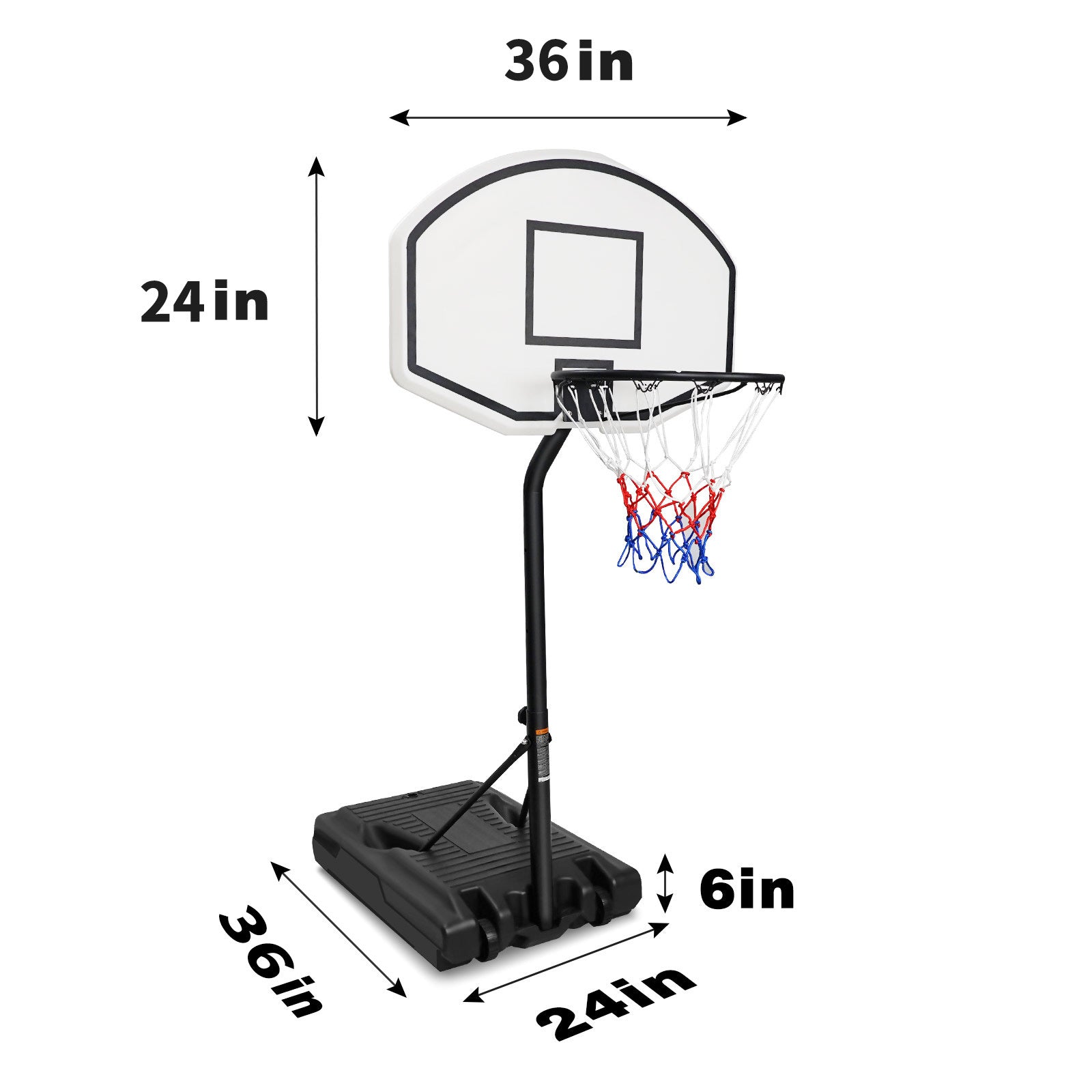 Portable Poolside Basketball Hoop Swimming Pool 3.1Ft To 4.7Ft Height Adjustable Basketball System Goal Stand For Kids White Black Steel