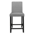 Counter Height Chairs Set Of 2 Black Finish Upholstered Gray Padded Seat Back Transitional Dining Kitchen Wooden Furniture Gray Dining Room Casual,Transitional Wood