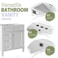 30'' Bathroom Vanity With Top Sink, Modern Bathroom Storage Cabinet With 2 Drawers And A Tip Out Drawer, Freestanding Vanity Set With Mirror Cabinet, Single Sink Bathroom Vanity 3 White 2 5 Bathroom Freestanding Solid Wood Mdf Resin Painted