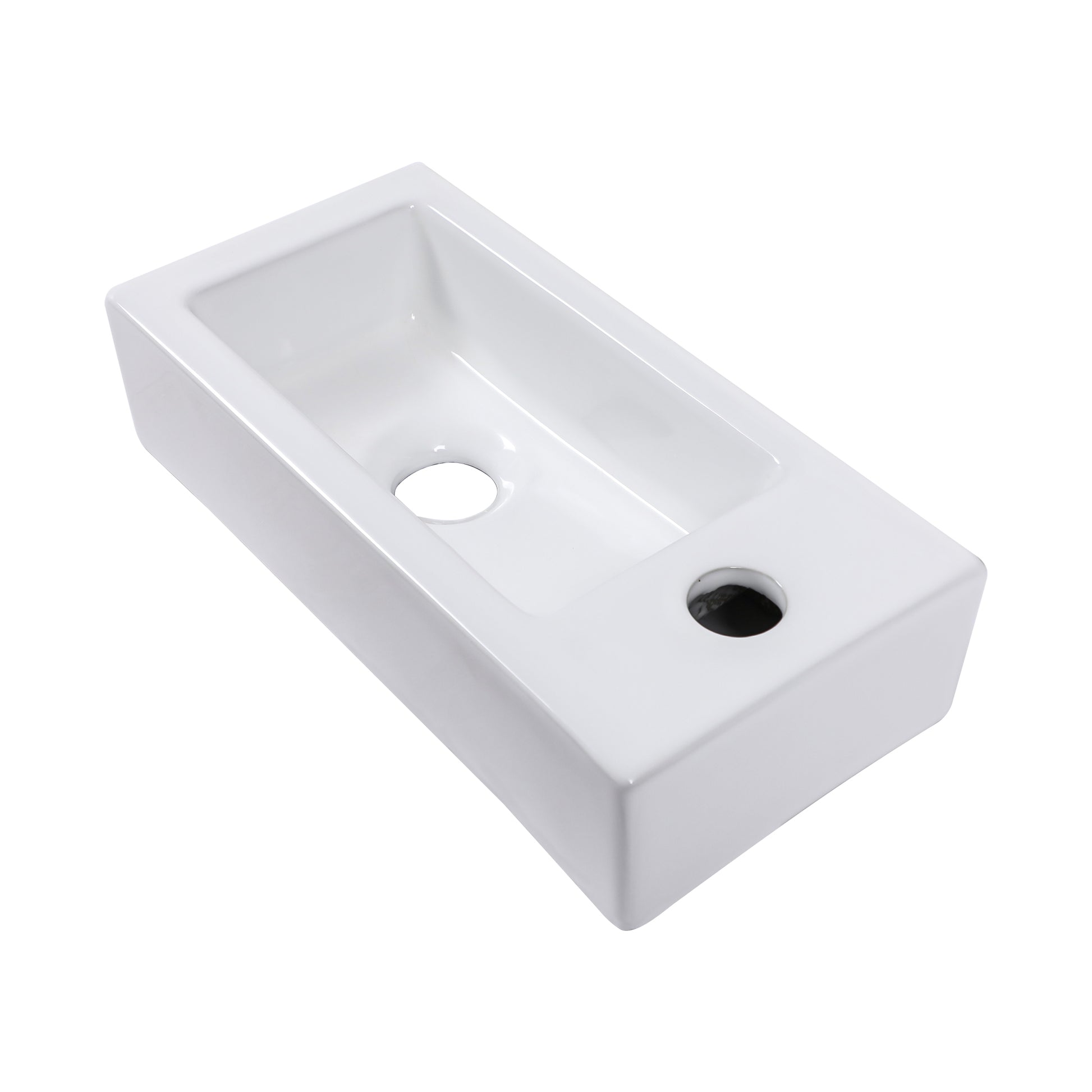 14.57X7.28 Inch White Ceramic Rectangle Wall Mount Bathroom Sink With Single Faucet Hole White Ceramic