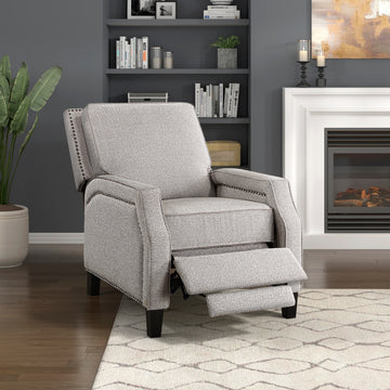 Push Back Reclining Chair Transitional Style Chenille Fabric Self Reclining Motion Chair 1Pc Cushion Seat Modern Living Room Furniture Beige Brown Primary Living Space Transitional Solid Wood
