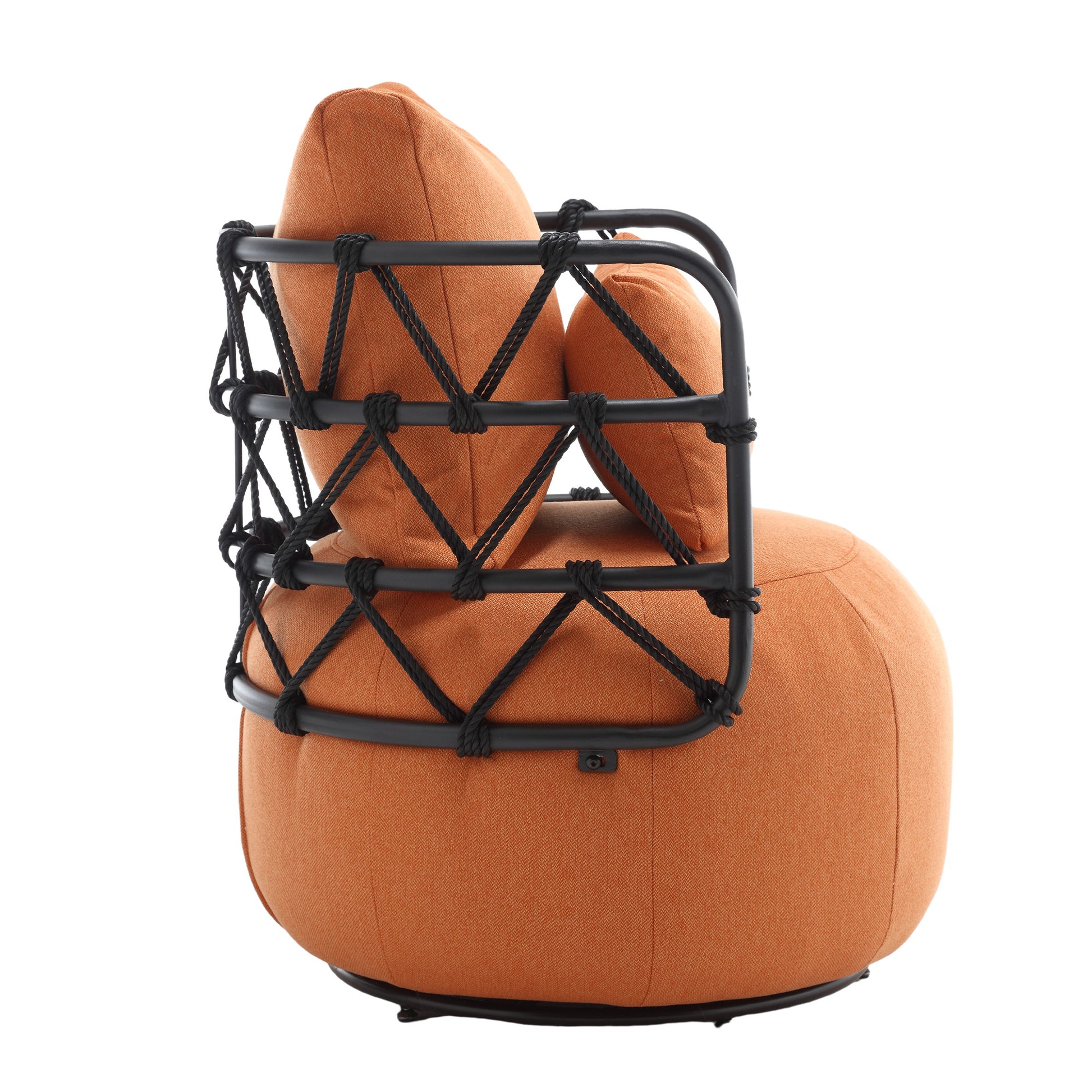 Coolmore Upholstered Tufted Living Room Chair Textured Linen Fabric Accent Chair With Metal Stand Orange Primary Living Space Foam Linen