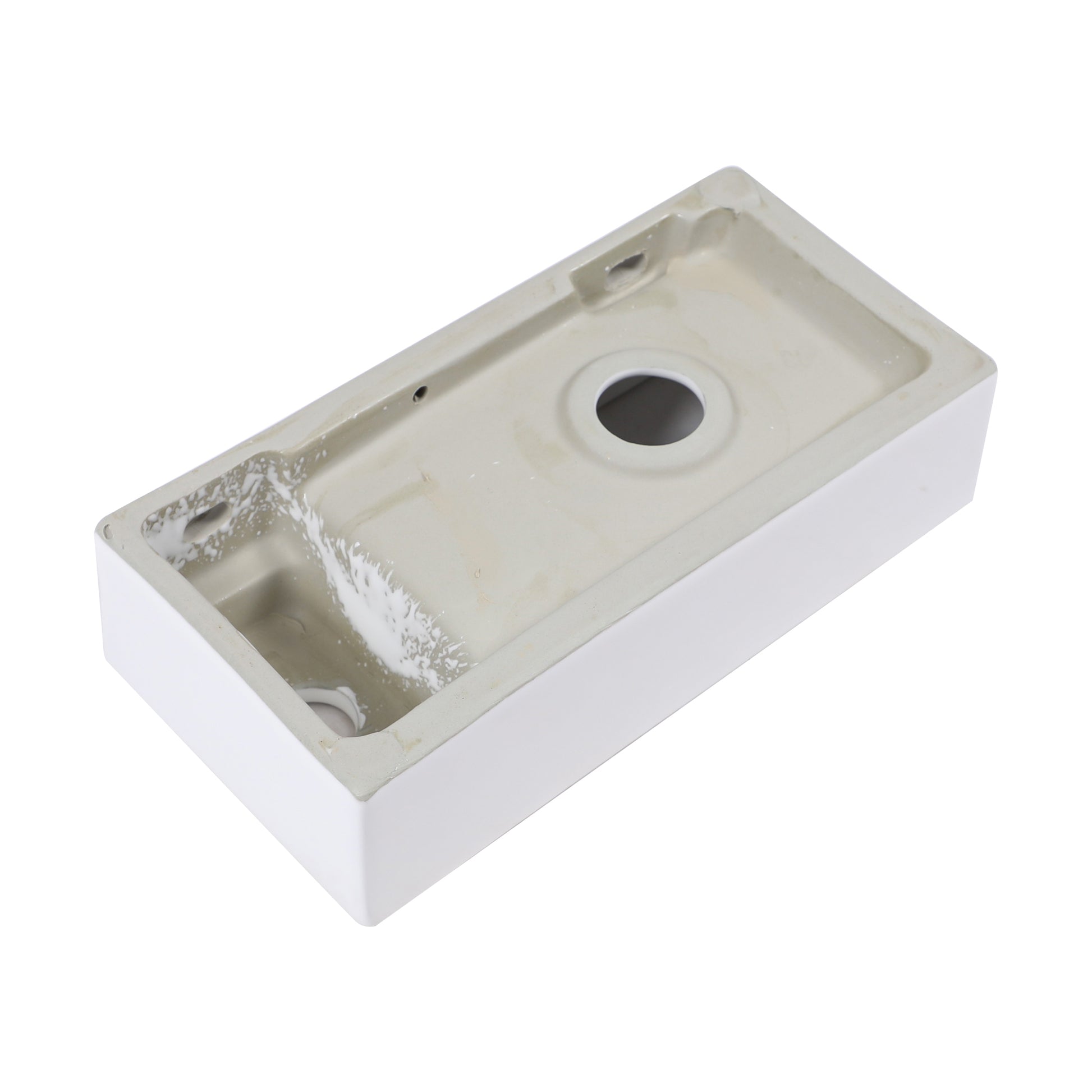 14.57X7.28 Inch White Ceramic Rectangle Wall Mount Bathroom Sink With Single Faucet Hole White Ceramic