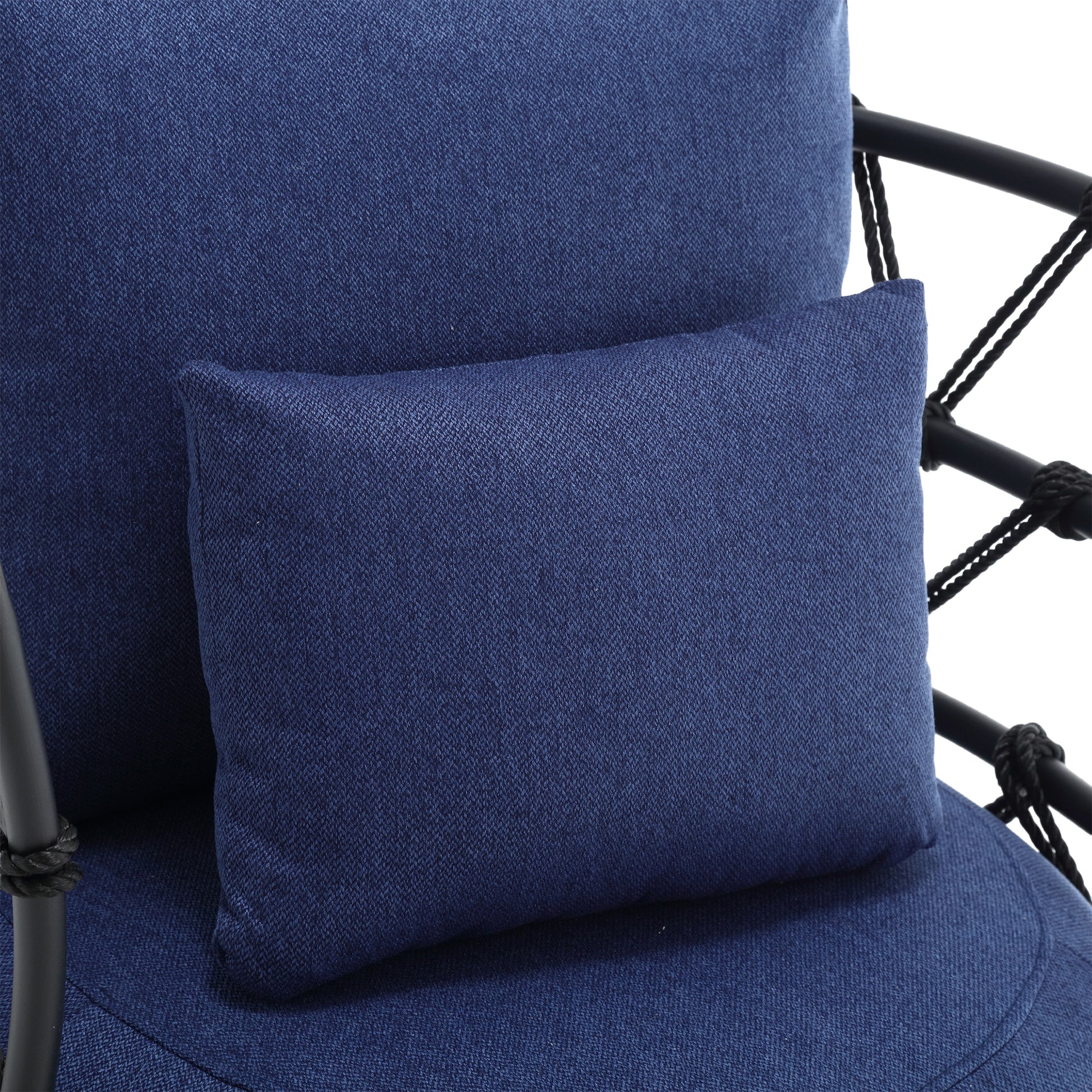 Coolmore Upholstered Tufted Living Room Chair Textured Linen Fabric Accent Chair With Metal Stand Navy Primary Living Space Foam Linen