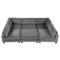 163''Modular Sectional Sofa,With Ottoman L Shaped Corner Sectional For Living Room,Office, Apartment 6 Seater Grey Polyester 6 Seat