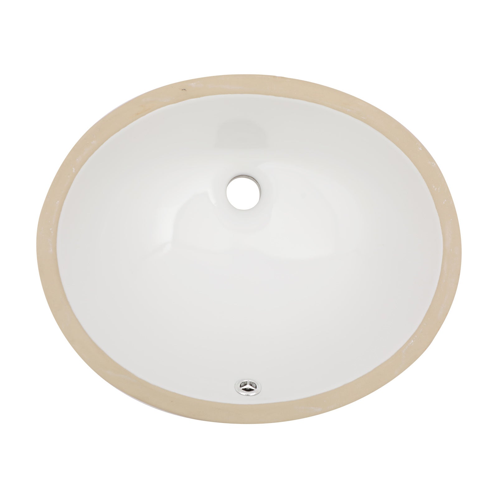 18"X15" White Ceramic Oval Undermount Bathroom Sink With Overflow White Ceramic