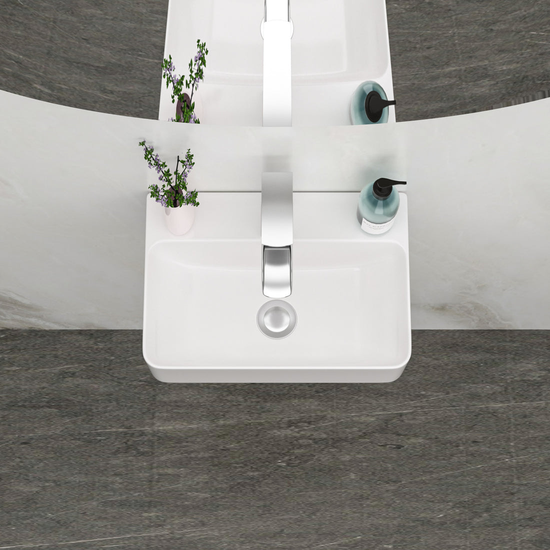 14.5X10 Inch White Ceramic Rectangle Wall Mount Bathroom Sink With Single Faucet Hole White Ceramic