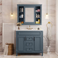 36'' Bathroom Vanity With Top Sink, Royal Blue Mirror Cabinet, Modern Bathroom Storage Cabinet With 2 Soft Closing Doors And 2 Drawers, Single Sink Bathroom Vanity Blue Bathroom Modern Solid Wood