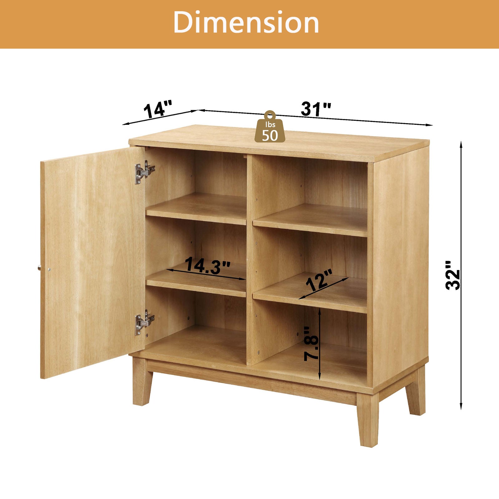 Buffet Cabinet with Storage,Storage Cabinet with natural-rubber wood