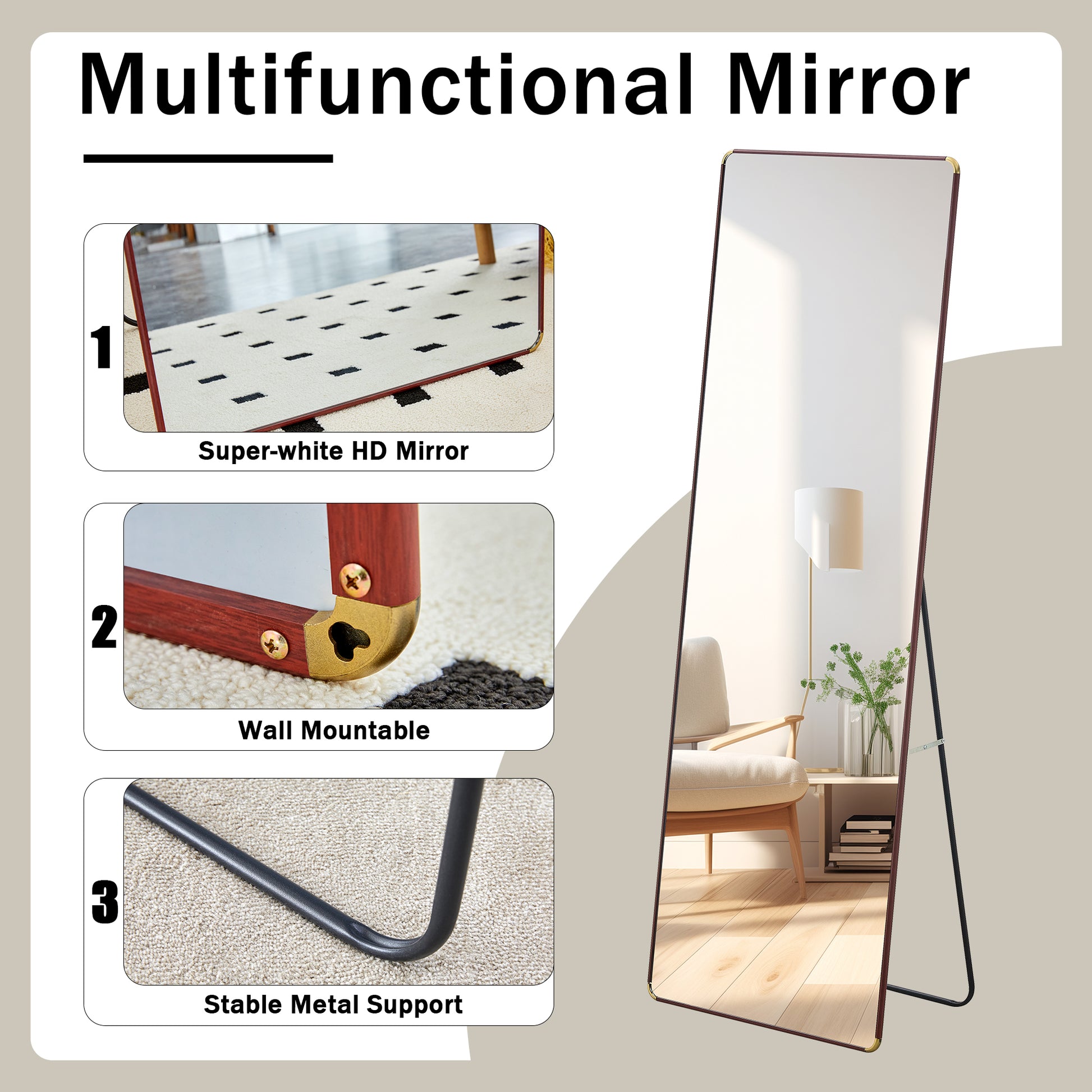 The 4Th Generation Floor Standing Full Length Mirror. Wall Mirror, Bathroom Makeup Mirror, Bedroom Foyer, Clothing Store, Wall Mounted.65 "* 23.2" Transparent Glass