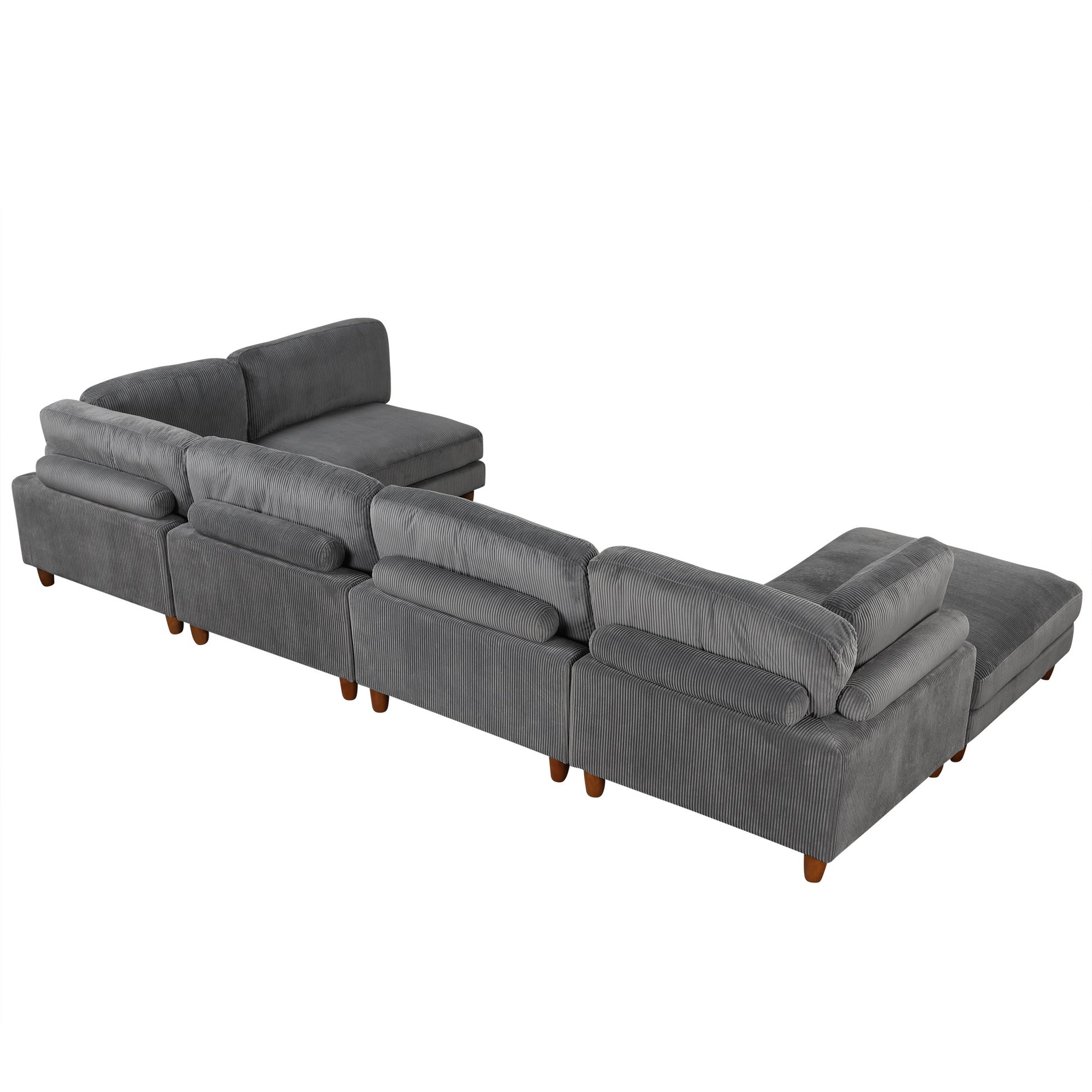 163''Modular Sectional Sofa,With Ottoman L Shaped Corner Sectional For Living Room,Office, Apartment 6 Seater Grey Polyester 6 Seat