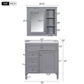 30'' Bathroom Vanity With Top Sink, Modern Bathroom Storage Cabinet With 2 Drawers And A Tip Out Drawer, Freestanding Vanity Set With Mirror Cabinet, Single Sink Bathroom Vanity 3 Grey 2 5 Bathroom Freestanding Solid Wood Mdf Resin Painted