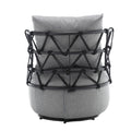 Coolmore Upholstered Tufted Living Room Chair Textured Linen Fabric Accent Chair With Metal Stand Gray Linen