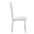 4 Piece Dining Chair Set, Modern Style Kitchen Soft Cushion High Backrest, With Embedded Buttons, Metal Leg Office Chair, Suitable For Restaurants, Offices, And Restaurants. White Pu