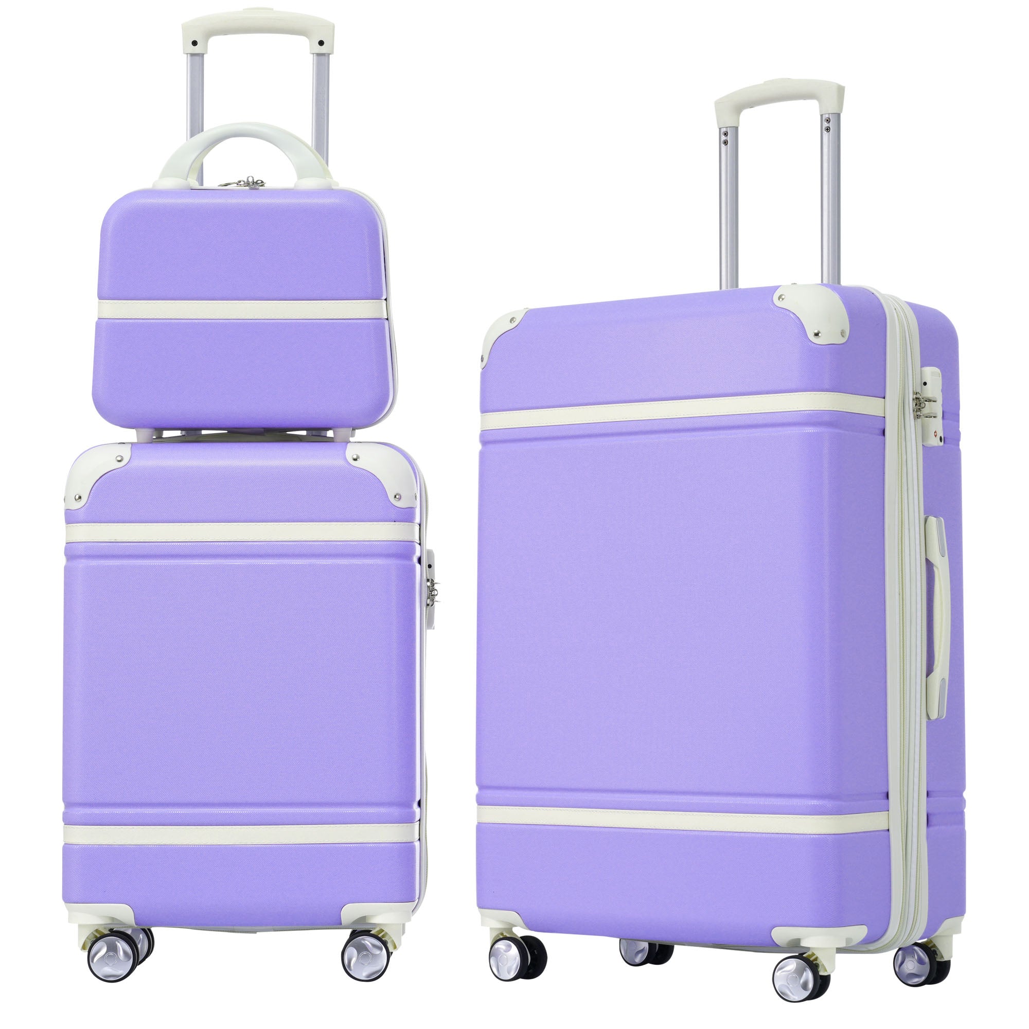 Hardshell Luggage Sets 3 Pieces 20" 24" Luggages and purple-abs