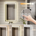 Led Bathroom Mirror, 24X40 Inch Bathroom Vanity Mirrors With Lights, Mirrors For Wall With Smart Touch Button, Anti Fog, Memory Function, Stepless Dimmable Makeup Mirror Horizontal Vertical White Aluminium