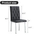 4 Piece Dining Chair Set, Modern Style Kitchen Soft Cushion High Backrest, With Embedded Buttons, Metal Leg Office Chair, Suitable For Restaurants, Offices, And Restaurants. Black Pu