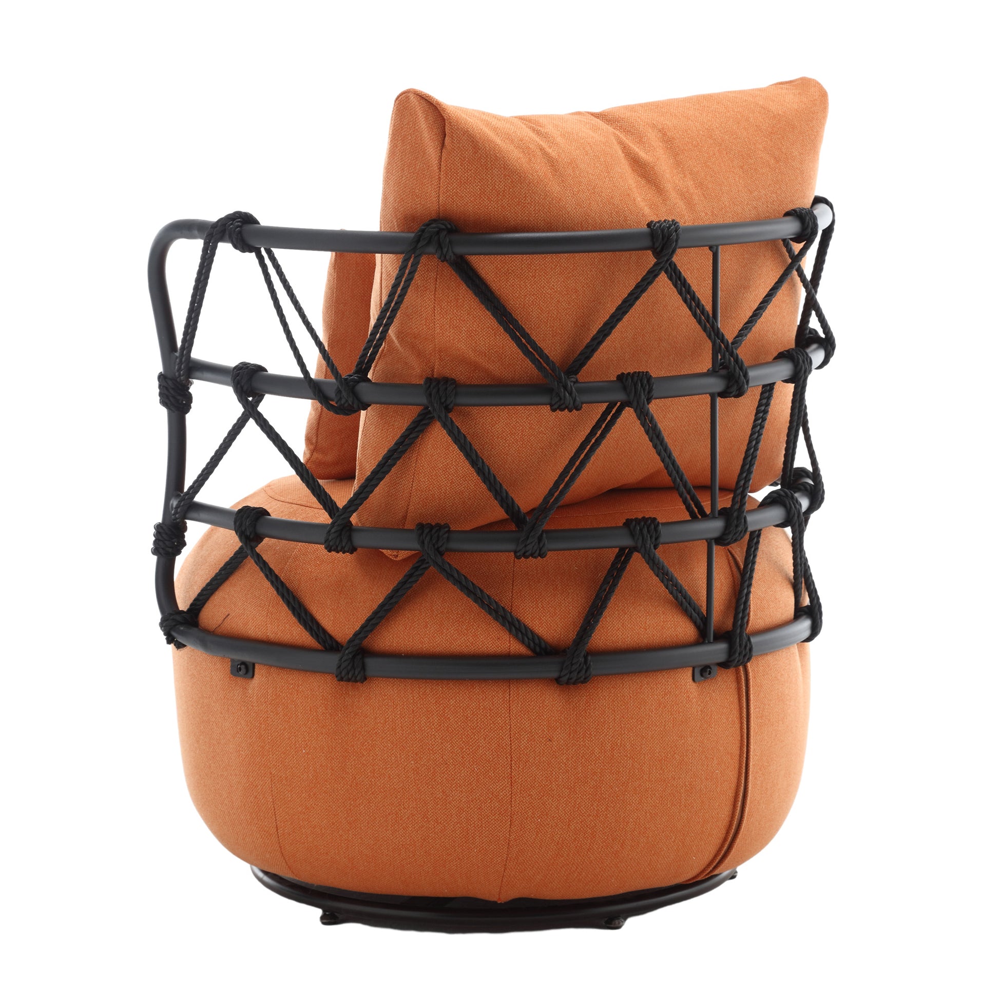 Coolmore Upholstered Tufted Living Room Chair Textured Linen Fabric Accent Chair With Metal Stand Orange Primary Living Space Foam Linen