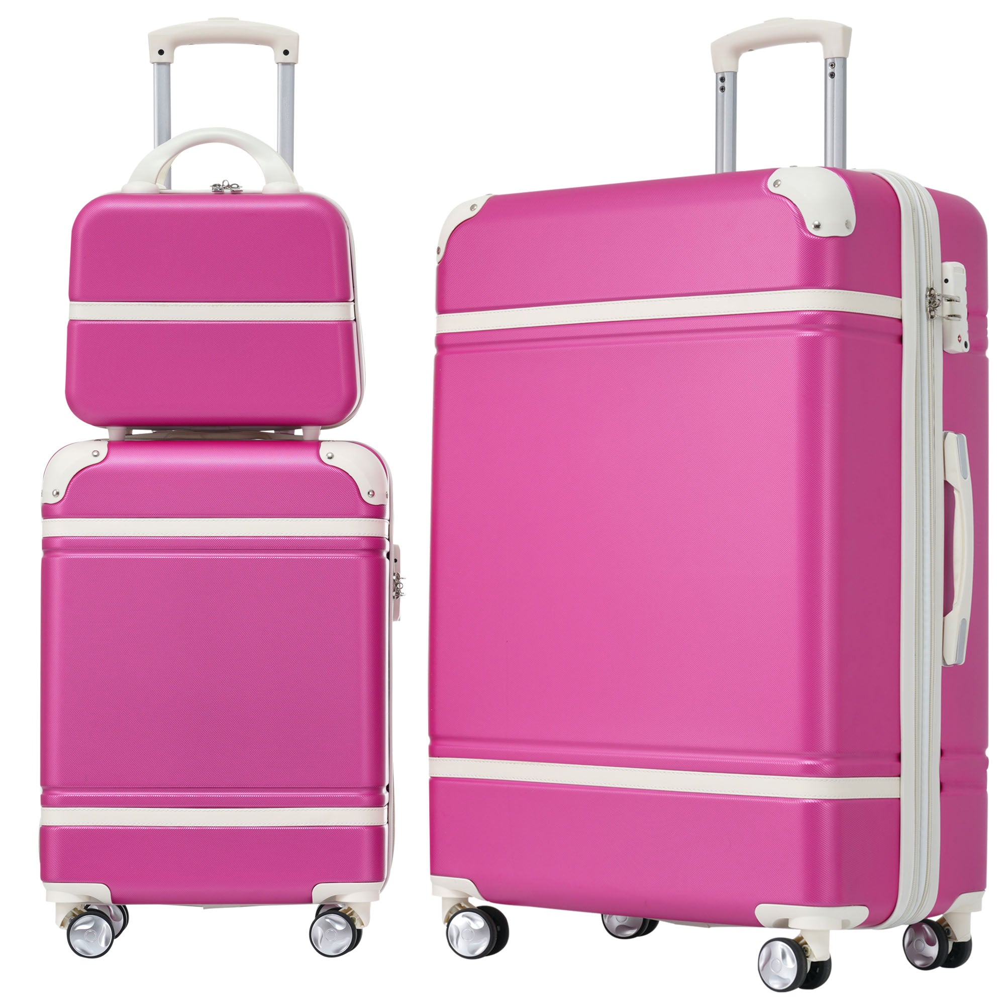 Hardshell Luggage Sets 3 Pieces 20" 28" Luggages and pink-abs