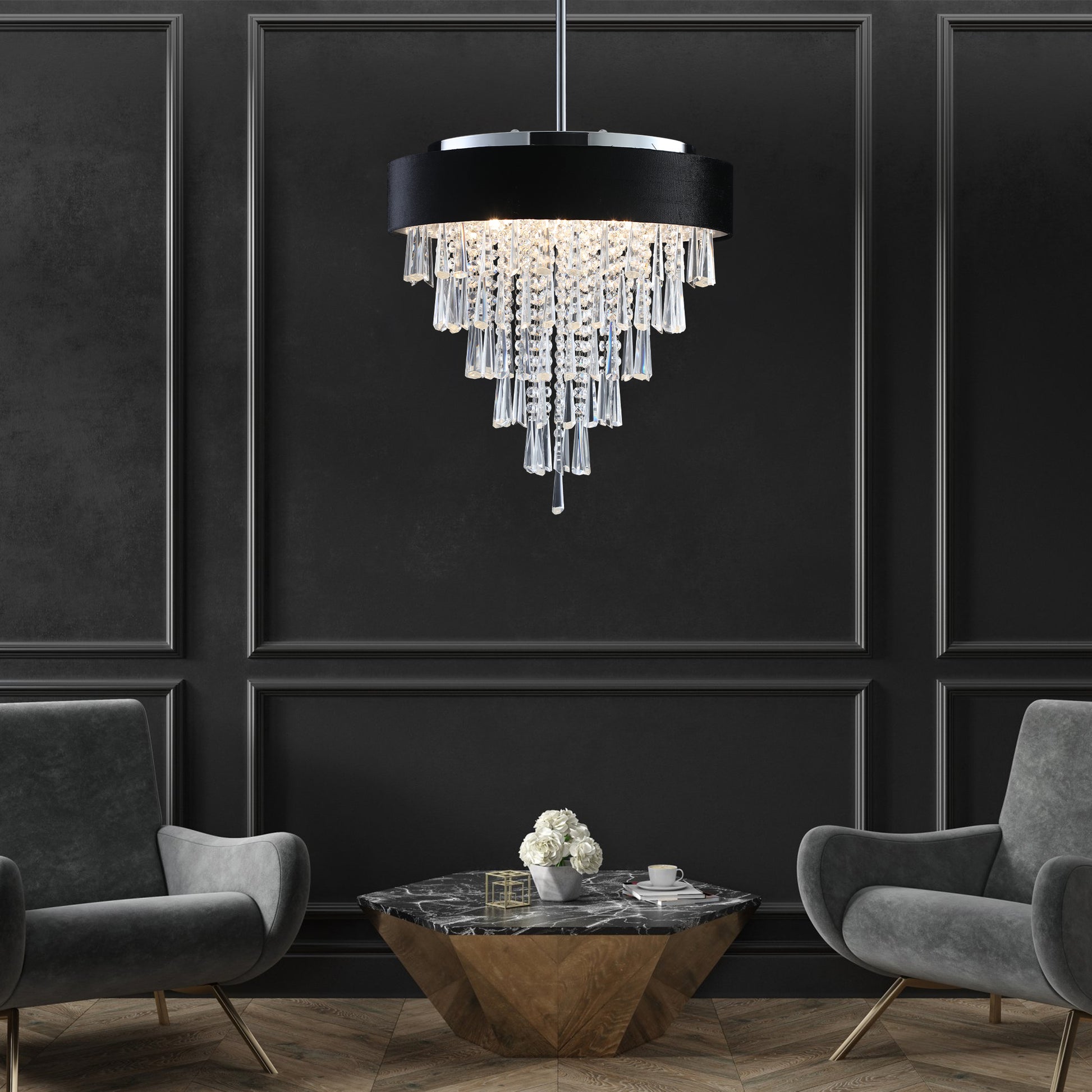 Modern Crystal Chandelier For Living Room Round Cristal Lamp Luxury Home Decor Light Fixture Transparent Modern Crystal