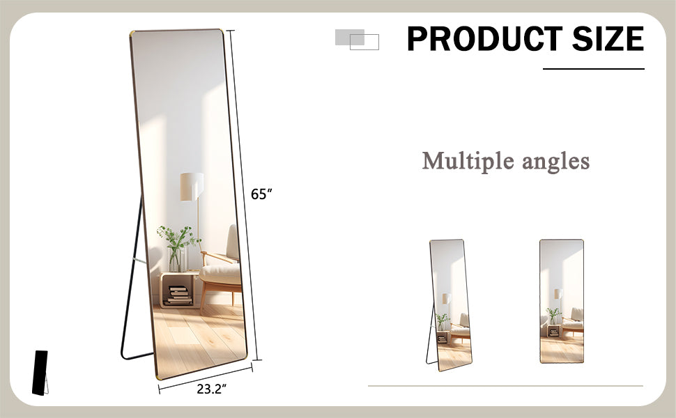 The 4Th Generation Floor Standing Full Length Mirror. Wall Mirror, Bathroom Makeup Mirror, Bedroom Foyer, Clothing Store, Wall Mounted.65 "* 23.2" Transparent Glass