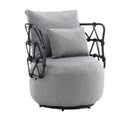 Coolmore Upholstered Tufted Living Room Chair Textured Linen Fabric Accent Chair With Metal Stand Gray Linen