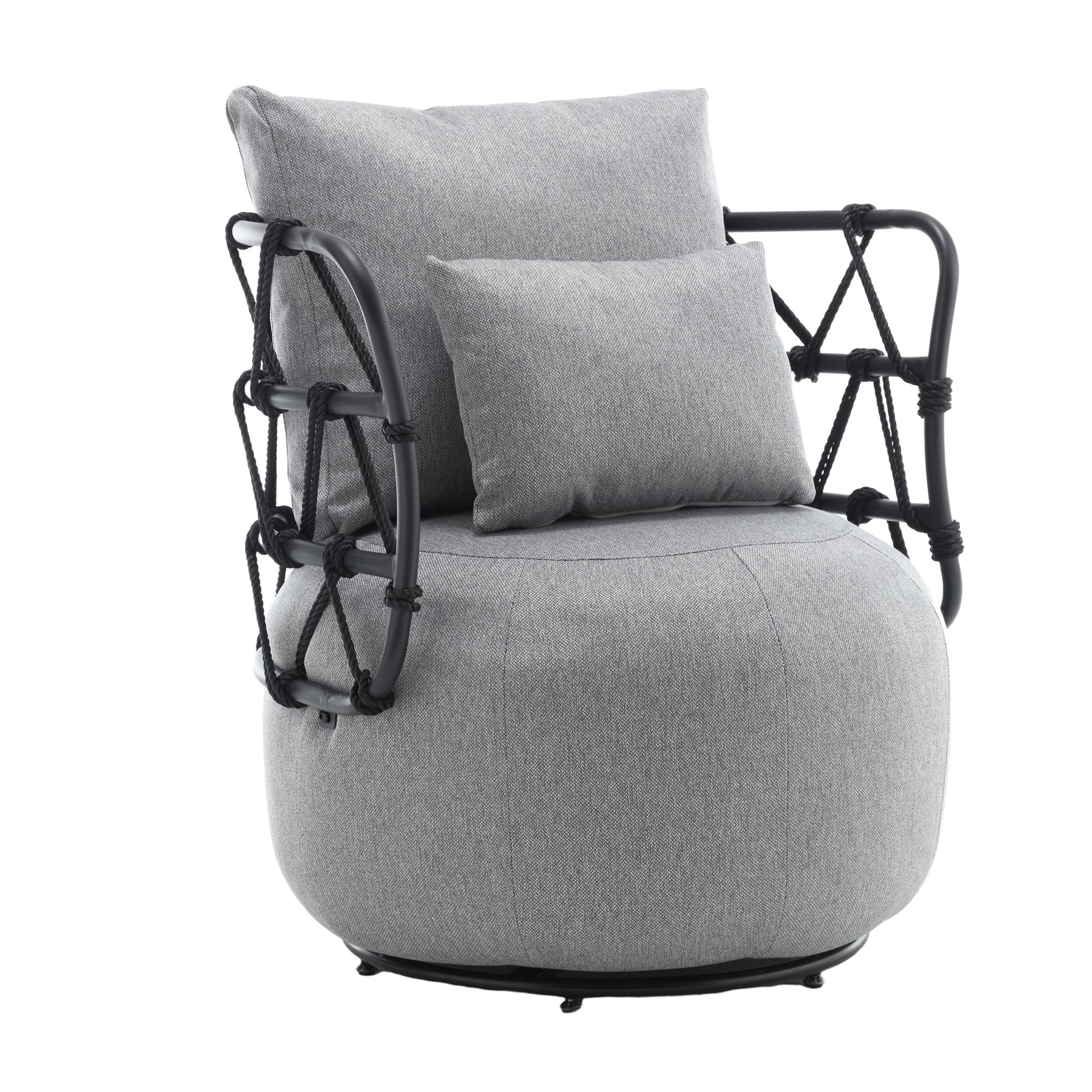Coolmore Upholstered Tufted Living Room Chair Textured Linen Fabric Accent Chair With Metal Stand Gray Linen