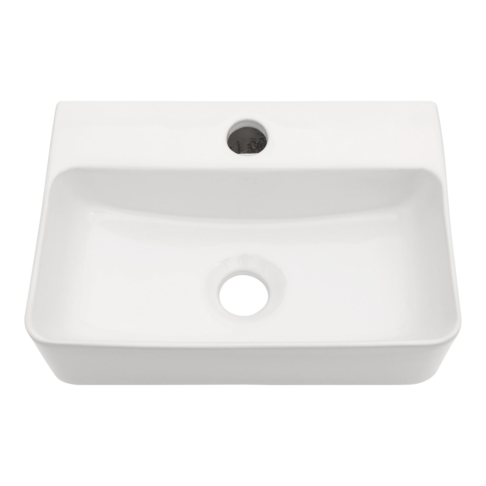 14.5X10 Inch White Ceramic Rectangle Wall Mount Bathroom Sink With Single Faucet Hole White Ceramic