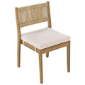 Multi Person Outdoor Acacia Wood Dining Table And Chair Set, Thick Cushions, Suitable For Balcony, Vourtyard, And Garden. Beige Acacia Wood