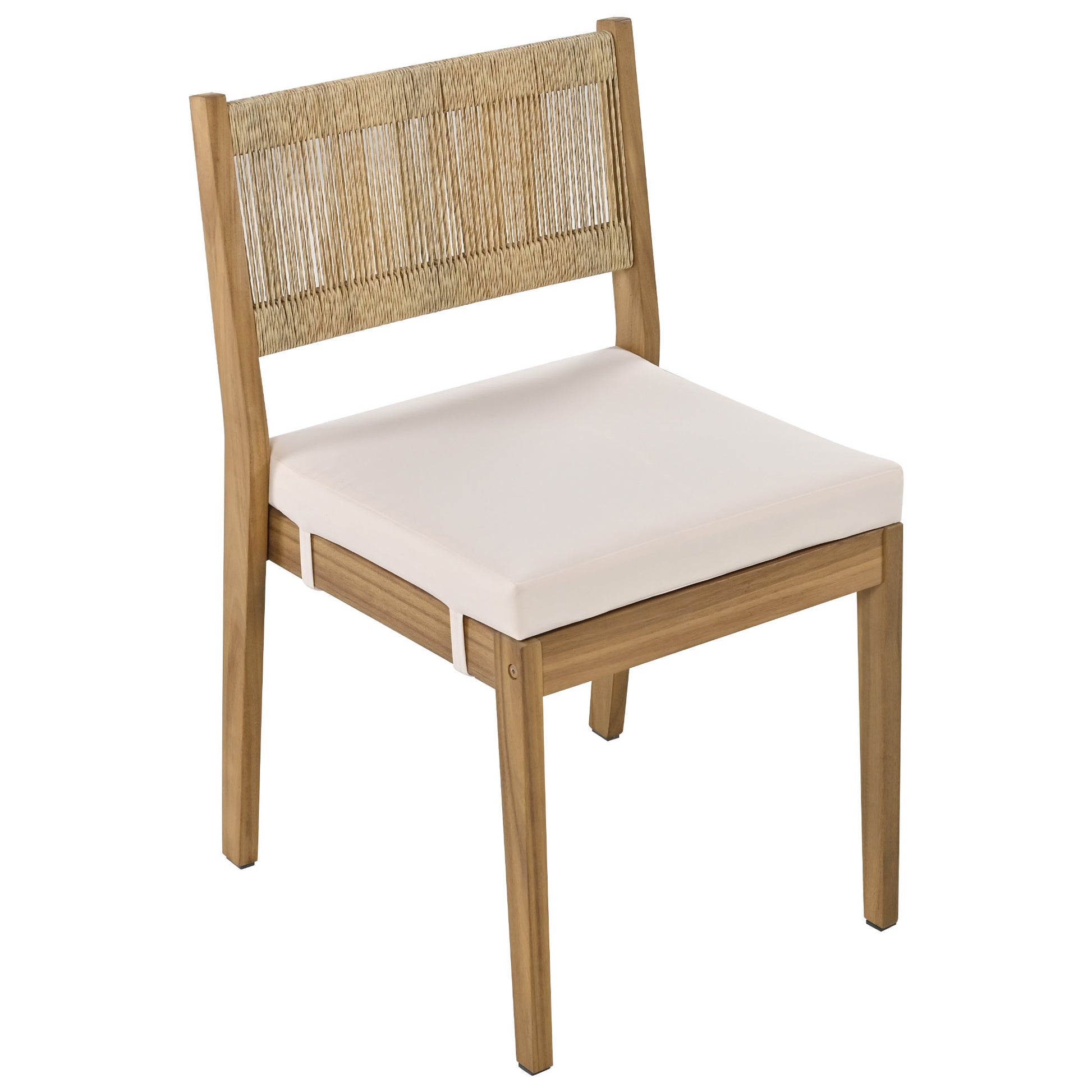 Multi Person Outdoor Acacia Wood Dining Table And Chair Set, Thick Cushions, Suitable For Balcony, Vourtyard, And Garden. Beige Acacia Wood