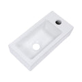 14.57X7.28 Inch White Ceramic Rectangle Wall Mount Bathroom Sink With Single Faucet Hole White Ceramic