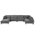 163''Modular Sectional Sofa,With Ottoman L Shaped Corner Sectional For Living Room,Office, Apartment 6 Seater Grey Polyester 6 Seat