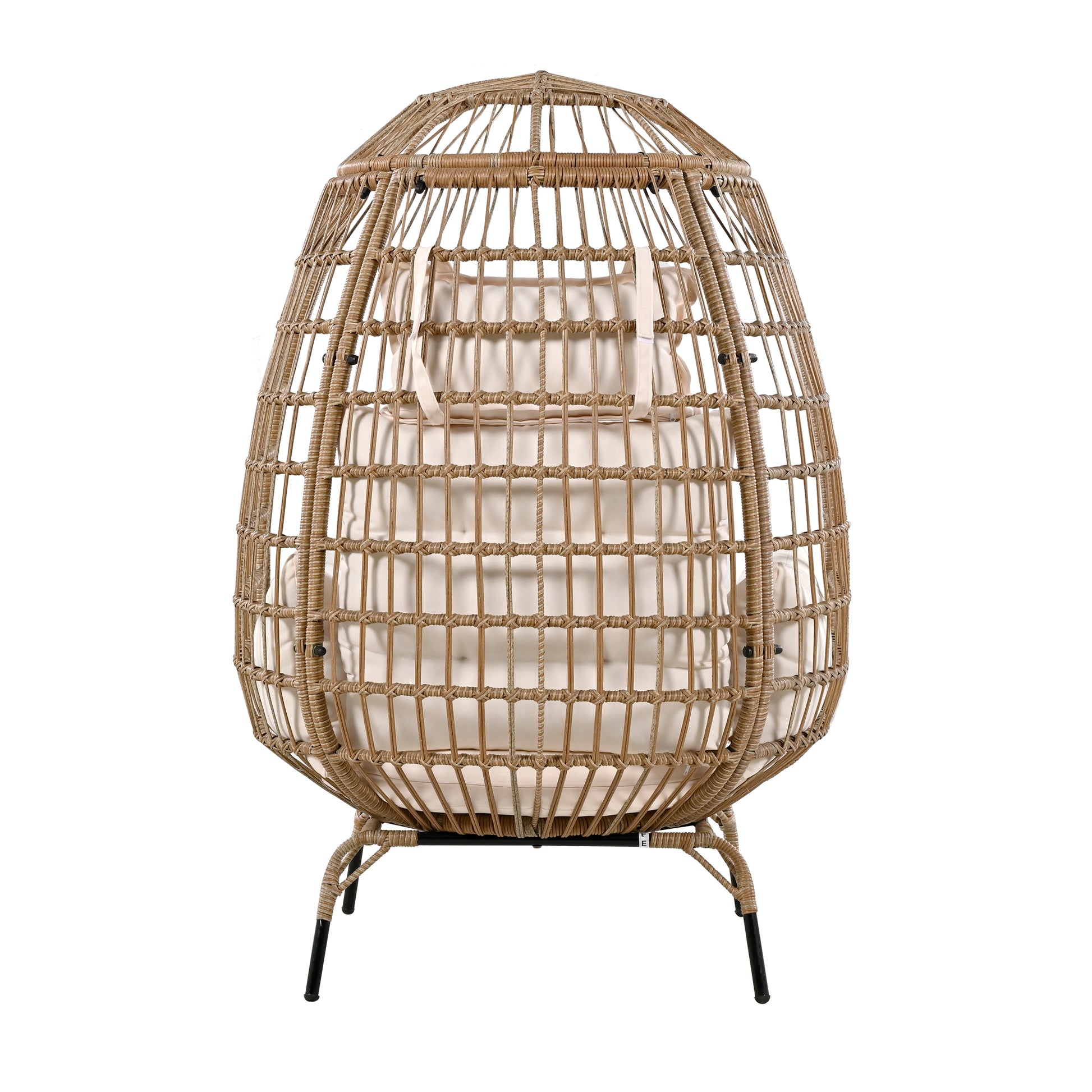 Rope Egg Shaped Chair With Removable Cushion, Suitable For Courtyard, Garden, Balcony. Beige Seats 2 Rope